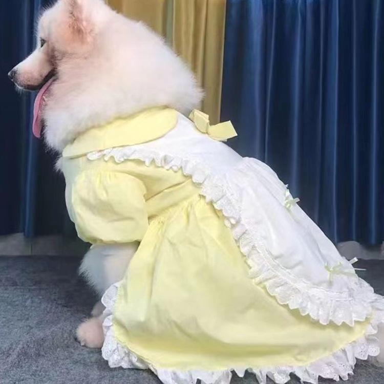 ペット ドレス 犬用 大型犬 メイド風 ロリータ スカート コスプレ ユニセックス ポリエステル かわいい デザイン 軽量 通気性 調整可能 ストラップ フリル 装飾