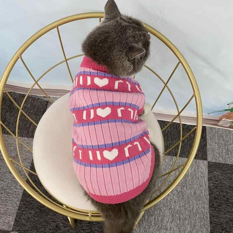秋冬 ペット 服 かわいい ピンク 毛糸 セーター 中小型犬 犬用 猫用 保暖 服 ユニセックス 日韓スタイル 軽量 柔らかい 普段使い 室内着 ファッション アクセサリー