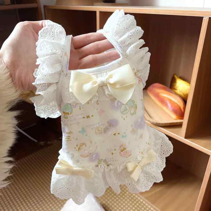 ペット スカート 吊り紐 ドレス 幼犬 猫用 ユニセックス 華やか レース デザイン ポリエステル 繊維 軽量 柔らか素材 室内着 通年 かわいい スタイル XS S M L XL サイズ 対応 胸囲 背丈 調整 可能