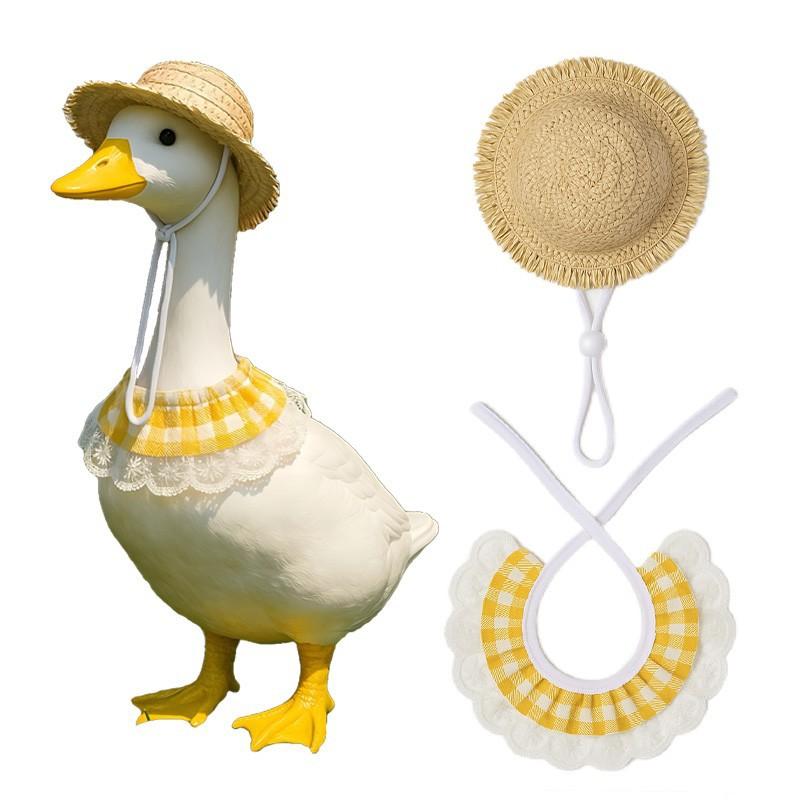 ペット 服装 セット 涤纶素材 草帽 黄色花辺 口水巾 田園風 レジャースタイル かわいい 動物用 飾り付け ユニセックス 軽量 通年使用 家庭用 ペットアクセサリー 日常使い ユニバーサルデザイン