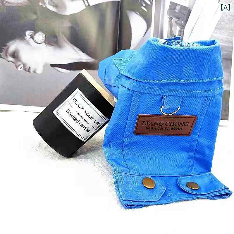 秋冬 ペット服 ユニセックス 牛仔ジャケット 牽引ロープ付き コットン混紡 軽量 伸縮性 ブルー グリーン イエロー 犬猫用 テディ シュナウザー ビションプテ ポメラニアン 小型犬 サイズ展開 XS S M L XL カジュアルスタイル