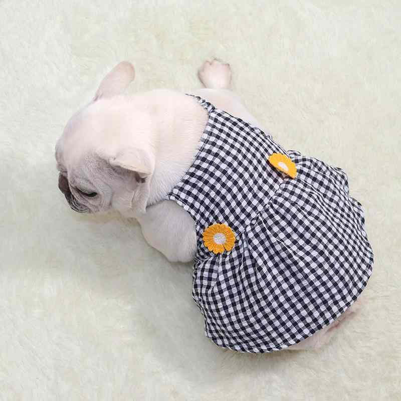 ペット 服 ユニセックス 犬用 スカート 綿麻 素材 春夏 薄手 吊り帯 デザイン 黒白 チェック 緑白 チェック 泡泡 シルエット かわいい 普段使い 軽量 吸湿速乾 機能 短丈 形状 通年 対応 可能 フレンチブルドッグ パグ 犬種 適合 ビッグサイ