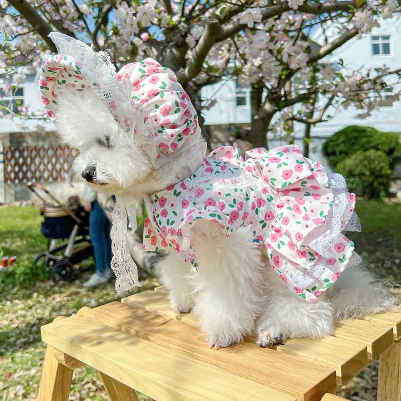 Other Large Dog - 犬用 スカート 服 中小型犬 かわいい 小さなバラ プリント フラワー 柄 ユニセックス ポリエステル 素材 軽量 通気性 良い 普段使い 室内着 春夏 秋冬 対応 XS S M L XL サイズ