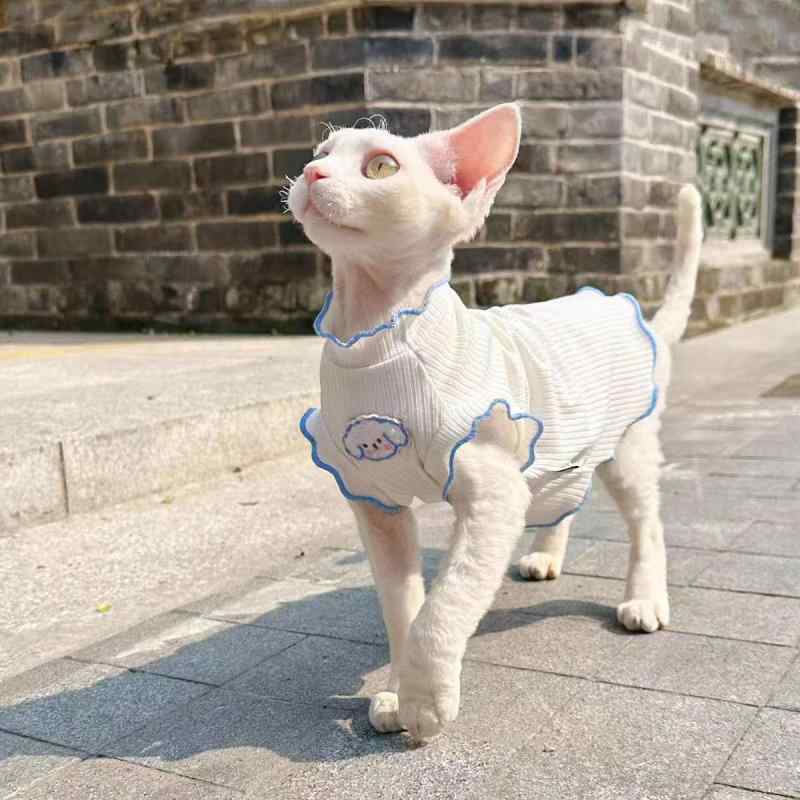 ペット 服 夏季 猫 無袖 背心 弾力 通気 薄手 涤纶 素材 軽量 伸縮性 吸湿速乾 接触冷感 かわいい カード 柄 ユニセックス 犬 猫 対応 通年 普段使い アウトドア