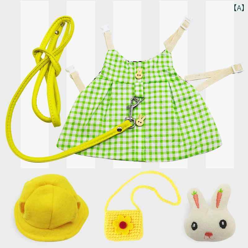 ペット服 日韓風 綿素材 軽量 かわいい 緑格子柄 ピンク系 金色パイナップル柄 西瓜柄 青系 バナナ柄 蕾絲スカート 犬猫用 散歩用 写真撮影用 S Mサイズ 通年用