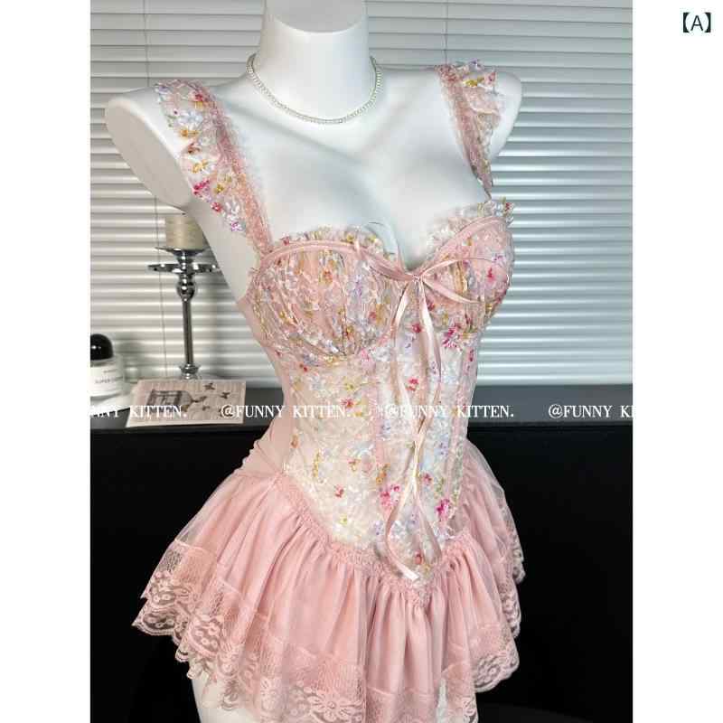 レディース 吊り下げ式 レース 花柄 スリップ ナイトウェア ピンク 薄手 半辺ベルベット 接触冷感 無袖 無領 短丈 スリム ルームウェア 春夏 かわいい 女性用 室内外 ホームウェア 軽量 吸湿速乾 ビッグシルエット