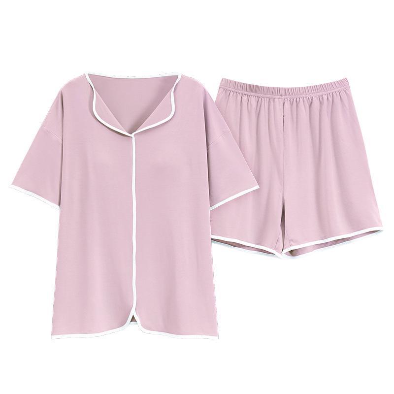 パジャマ レディース 春夏 接触冷感 モダール 薄手 Vネック 短袖 ショートパンツ セット かわいい ゆったり 肌触り良い 通気性 吸湿速乾 居家 外出可 軽量 快適 ピンク グレー アイボリー カジュアル