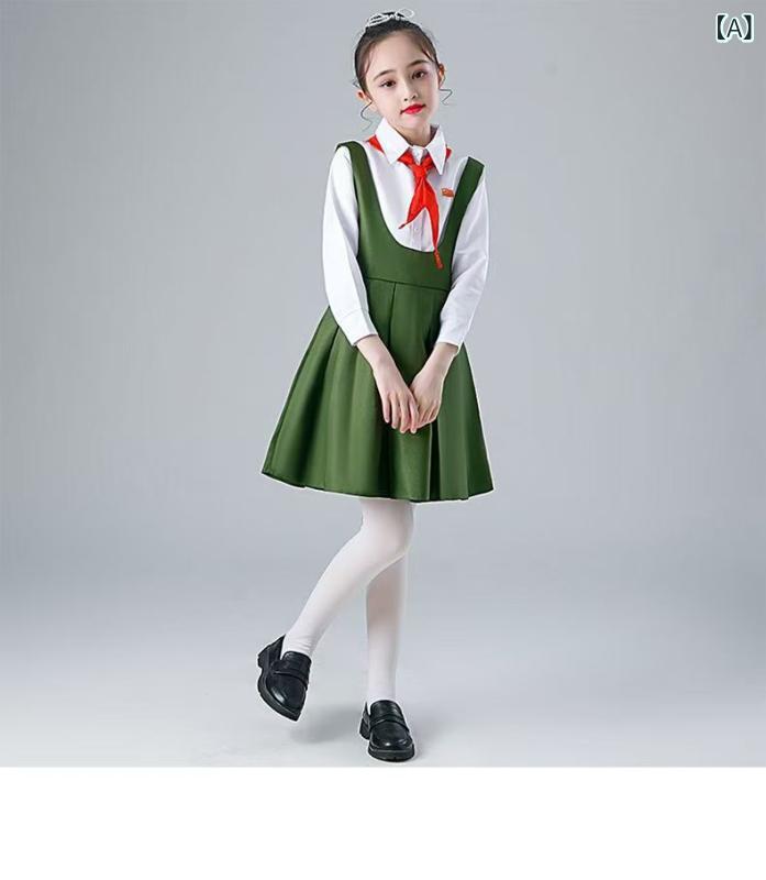 子供合唱服 男女共用 学生パフォーマンス衣装 雷鋒学習風 赤い星モチーフ 紅歌演出用 ニット素材 伸縮性 安全A級 ミリタリーグリーン グリーン 湖ブルー スカイブルー 赤 ダークレッド 通学 学校行事 ダンス ステージ 3-8歳 中小児 100-160