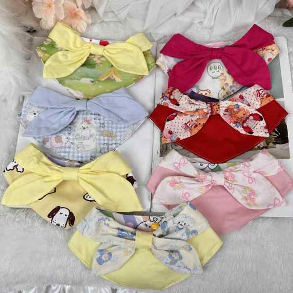ペット 首輪 猫用 犬用 かわいい ビブ 口水巾 装飾 首飾り コットン ポリエステル 混合 素材 通年 対応 桜桃 赤 バラ 赤 ピンク バタフライ 結び 緑 黄色 ベース 赤 ベース チェック 柄 青 黄色 犬 柄 ピンク 猫 柄 月 熊 柄 赤 ハ