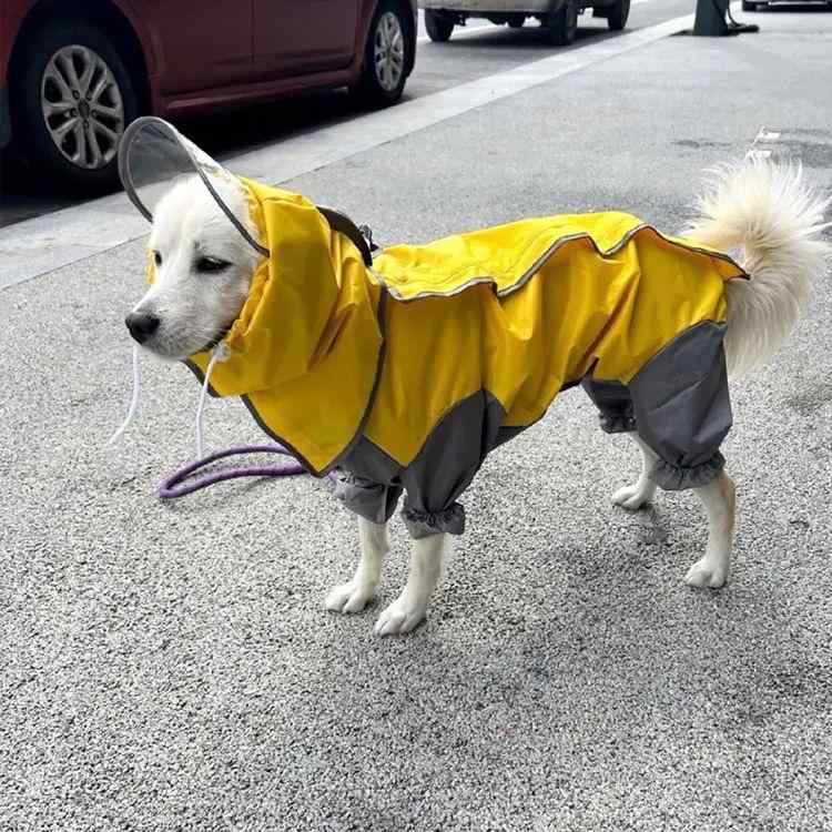 犬用 雨具 全身カバー 腹部保護 中小型犬 連体 四脚服 反射材 防水 ペット服 ユニセックス 荧光黄 荧光緑 赤 青 迷彩ピンク 迷彩 ピンク 軽量 PU素材 散歩用 雨対策 安全設計(x2)