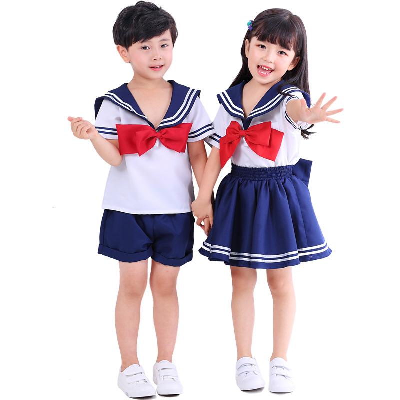 子供服 キッズ ユニセックス 日系 水手服 演出服 柔軟 ポリエステル セットアップ ストライプ かわいい 親子 ミリタリー スタイル 日常 ダンス 通年 女児 男児 園児 学校 コスチューム 写真撮影 軍人 服 涼しい 伸縮性
