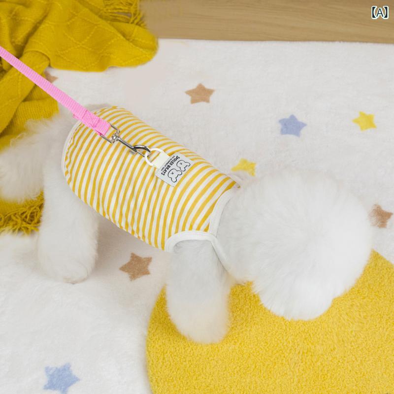 ペット 服 犬 猫 ユニセックス 春夏 背心 タンクトップ 薄手 透け感 ストライプ柄 黄色 ストライプ 青色 ストライプ 緑色 ストライプ ピンク ストライプ ポリエステル 素材 軽量 涼しい ストリートスタイル 日常使い 散歩用