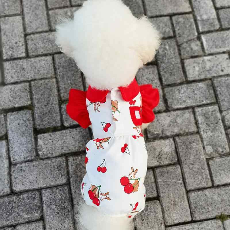 ペット服 犬用 かわいい 動物柄 短袖 部屋着 赤 ピンク イエロー パープル 花柄 ベア ラビット ダック プリント ニット生地 吸湿速乾 軽量 通年用 XS S M L XL サイズ(x5)