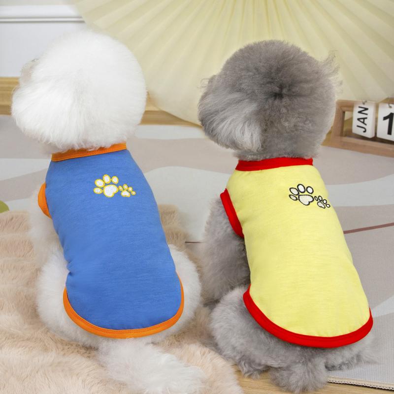 ペット 服 犬 猫 ユニセックス 春夏 薄手 背心 トップス 小型犬 泰迪 ビションプフリュー ヤヤ デザイン 涤纶 素材 軽量 吸湿速乾 深青 イエロー カラーバリエーション XS S M L XL サイズ展開 ユニバーサル フィット カジュアル スタ