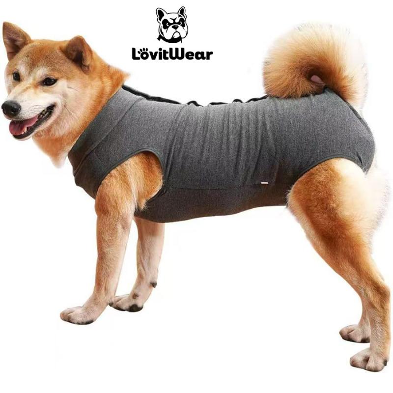 ペット 服 犬 生理用 姨妈用 術後保護 背心 絶育後 防舔 生理期 ユニセックス グレー ポリエステル 素材 軽量 伸縮性 日常着 カジュアル スタイル 傷口カバー 通気性 快適 フィット S M L XL XXL XXXL 対応