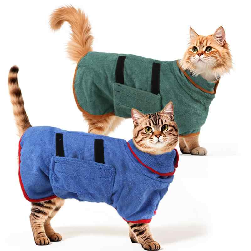 ペット 犬 猫 浴巾 吸水 浴袍 全身 包み込み 毛巾 ローブ タオル 速乾 ソフト ブルー グリーン グレー ブラウン XS S M L XL 通年 通用(x3)