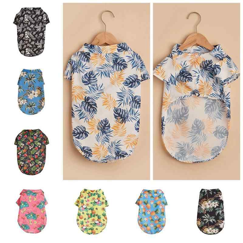 犬用服 中型犬 大型犬 夏 涼しい ポリエステル シャツ 夏威夷 プリント 菠萝 ココナッツツリー ビーチ 柄 赤 ピンク ネイビー 白 緑 花柄 葉柄 フラミンゴ 柄 ユニセックス 夏服 ペット 犬服 涼感 素材 通気性 良い ビッグサイズ 対応 かわ