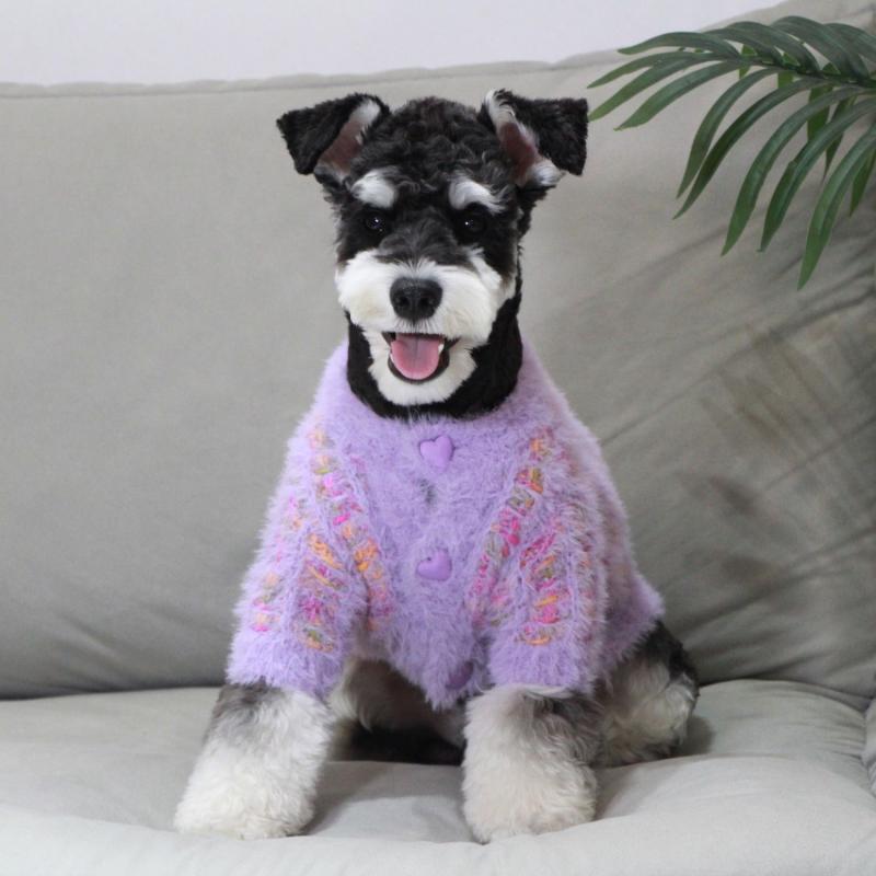 ペット 服 犬用 針織毛衣 セーター ミックスカラー 毛糸 暖か 加厚 かわいい スタイリッシュ 日韓風 ユニセックス ピンク系 ラベンダー トイプードル パピヨン チワワ ビション フレイズ 猫用 対応 S M L XL XXL