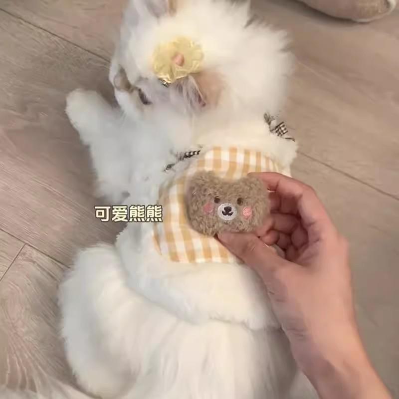 猫用 服 秋冬 保暖 防毛抜け フリース セーター 英短猫 ラグドール猫 三毛猫 犬猫対応 加厚 コットン トップス ベアプリント ブルー グレー ピンク 暖か素材 柔らかい 室内着 ペットウェア かわいい デザイン カジュアル スタイル 軽量 伸縮性