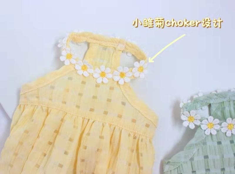 ペット 服装 スカート ドレス 犬 猫 プリンセス スタイル 春夏 薄手 通気性 かわいい プリント 柄 緑 黄 軽量 普段使い 室内着 屋外 散歩