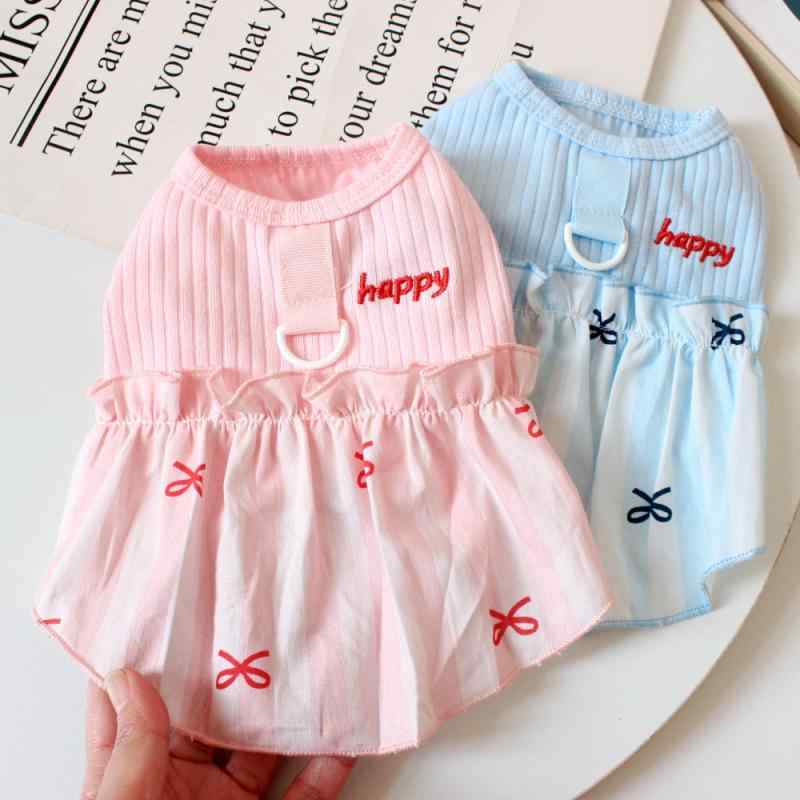 ペット 服 春夏 犬 猫 通用 薄手 綿 素材 切り替え 背心 スカート ピンク ブルー かわいい プリンセス スタイル 軽量 吸湿速乾 通年 室内用 アウトドア 普段使い 女の子 男の子 ビッグシルエット ソフトタッチ