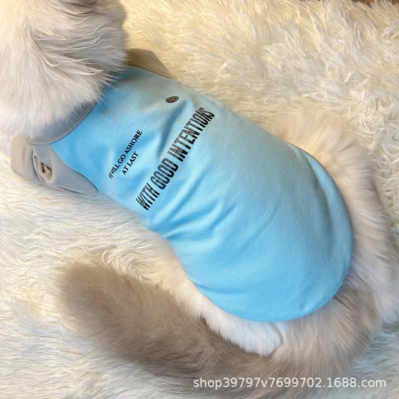 ペット 犬猫 服 春秋 薄手 綿 素材 切り替え 配色 フーディー 小型犬 中型犬 大型犬 ゴールデンレトリバー ユニセックス ブルー グレー ピンク ベージュ 袖 プリント デザイン 軽量 柔らかい 生地 カジュアル 普段使い 秋冬 対応