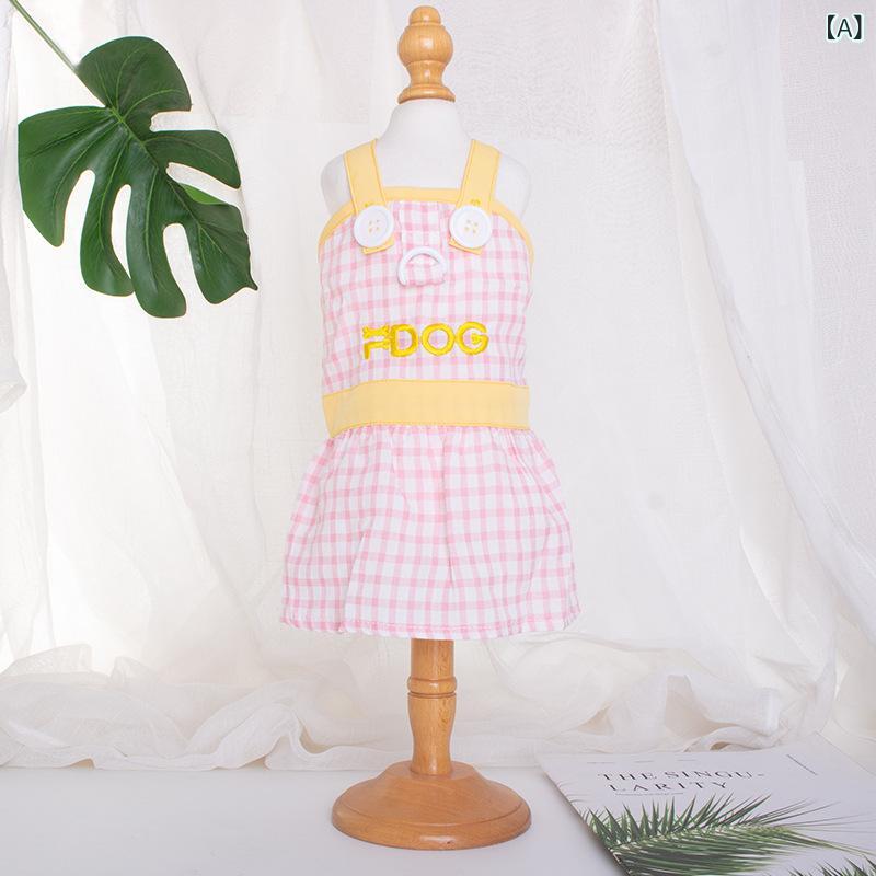 ペット服 ドッグ ユニセックス かわいい 背中 ストラップ スカート ドレス ビション テディ フレンチブルドッグ コーギー 犬服 ピンク ブルー ポリエステル 素材 レジャースタイル 軽量 快適 普段使い S M L XL XXL サイズ 対応 通気性