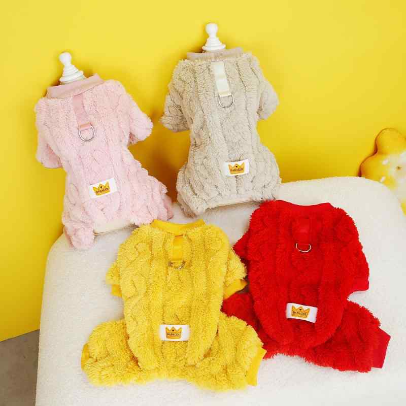 ペット服 犬用 ユニセックス 秋冬 四脚 フリース セーター 赤 黄色 カーキ ピンク コットン混 軽量 暖か ゆったり フィット S M L XL XXL 対応 ペット 犬 服 秋冬服 暖か服 犬服 ユニセックス ペットウェア 犬用服 秋冬 ペット 暖