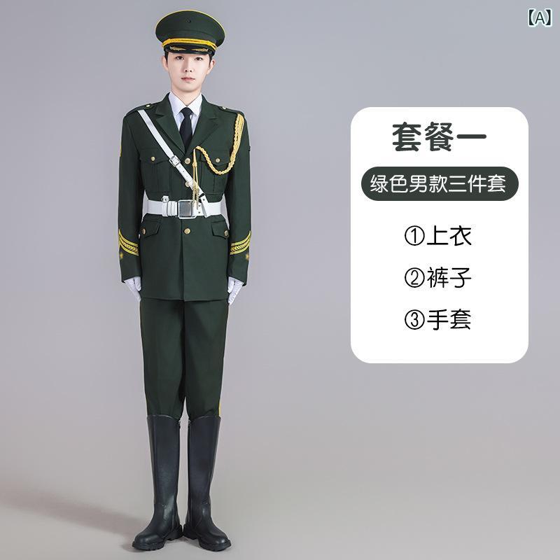 学生用 儀仗隊 国旗護衛隊 制服 ユニフォーム 儀式服 秋冬 メンズ レディース ユニセックス 緑 ブルー ホワイト セット 3点 11点 12点 ナイロン ポリエステル 有機コットン 酢酸繊維 刺繍 学生服 学校行事 イベント 演劇 コスプレ フォーマ