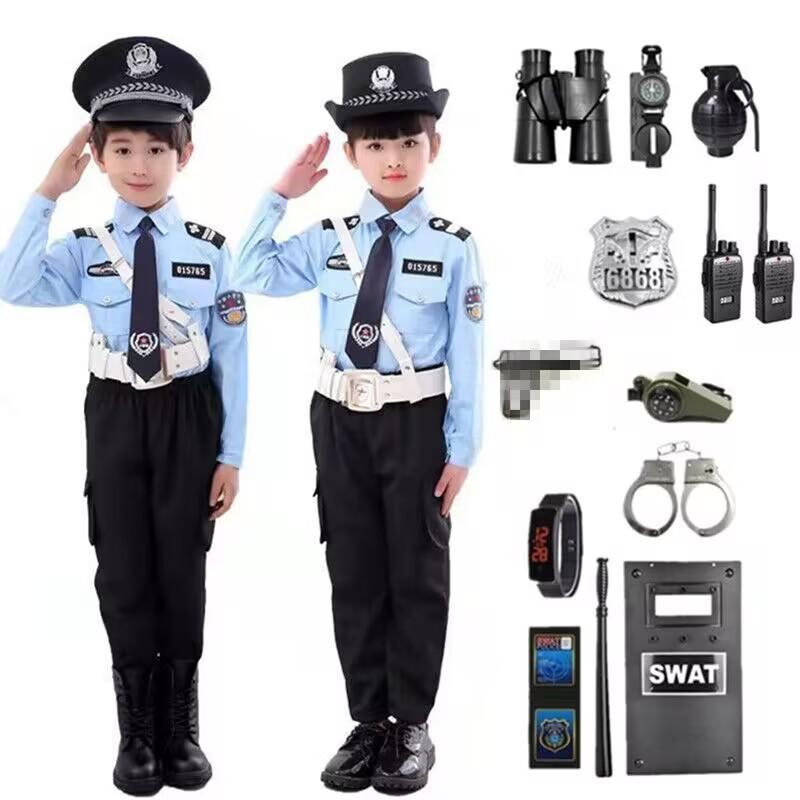 Rakuten - キッズ 警察服 男女共用 小警察 制服 セット コットン混紡 ポリエステル 柔軟素材 練習用 ダンス衣装 個性スタイル 通年使用 男の子 女の子 100cm 110cm 120cm 130cm 140cm 150cm 160cm 対応
