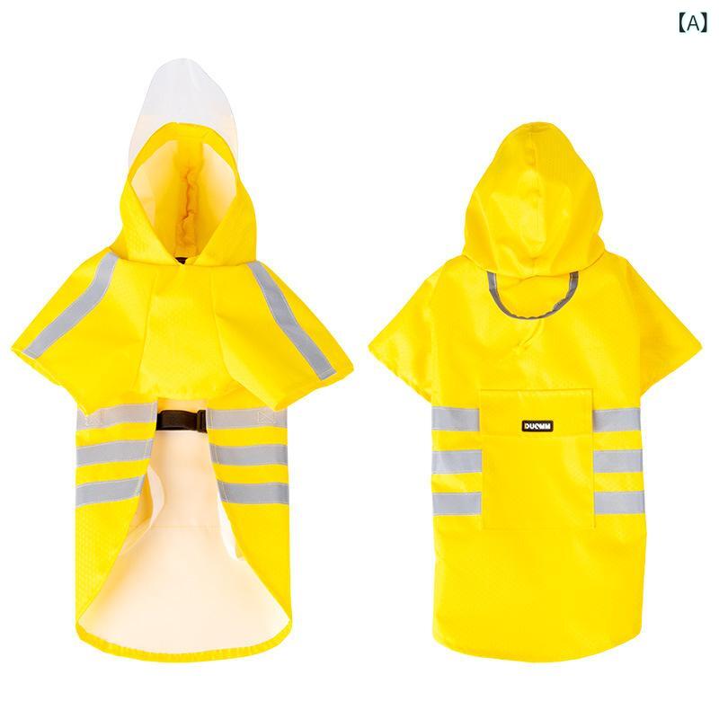 犬用 雨具 防水 雨衣 帽子付き 脚カバー トラクション 対応 中小型犬 ビション テディベア 犬 ペット 雨天 服装 レジャースタイル 黄色 ピンク ブルー PU素材 軽量 通勤 散歩 用途
