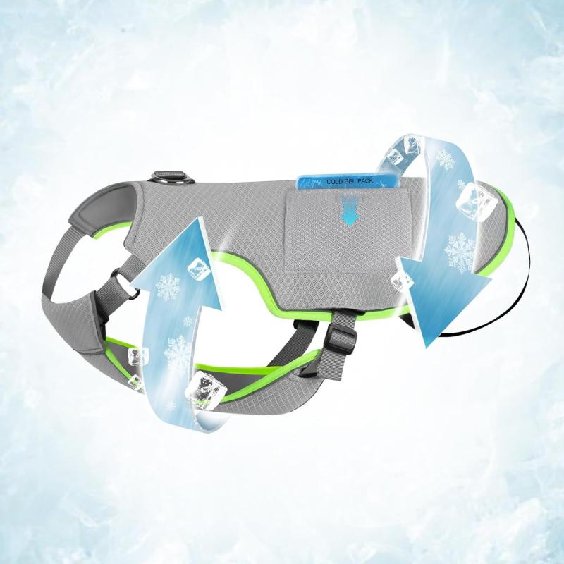 犬用 冷却 背心 ペット 夏用 涼感 調整可能 犬服 銀色 ポリエステル 軽量 通気性 吸湿速乾 汎用 犬用服 夏服 クーリング ベスト 犬用アクセサリー 快適 ペットグッズ 犬用ウェア 銀灰色 メッシュ素材 冷却機能 犬用ベスト