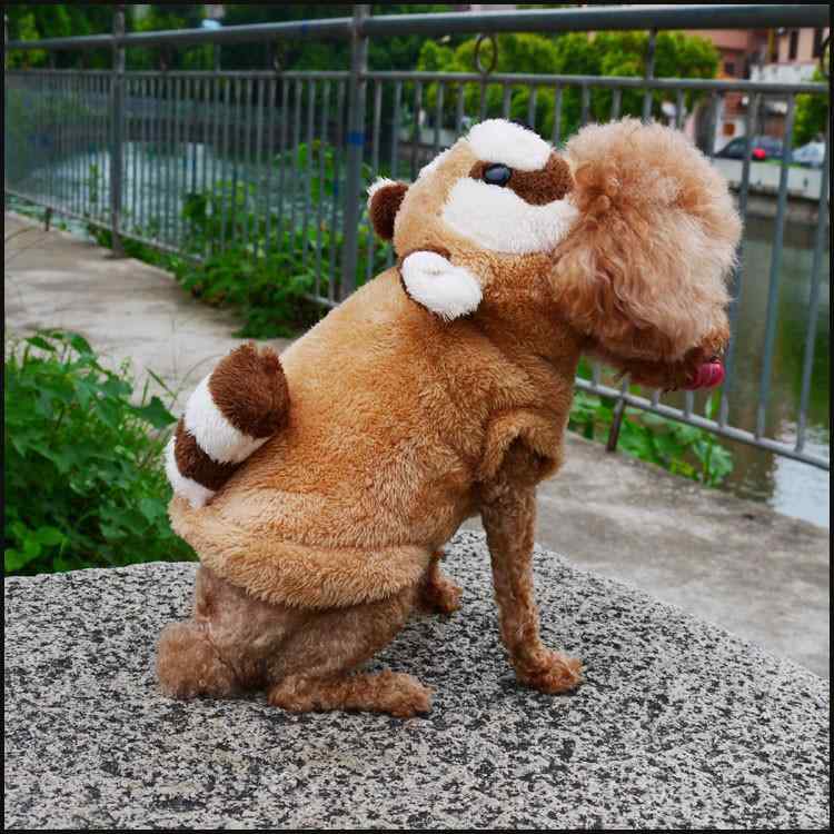 犬用 服装 大型犬 中型犬 通用 秋冬 厚手 コットン セーター フーディ コート かわいい 変身 浣熊柄 コーヒー ブラウン カラー 軽量 伸縮性 吸湿速乾 素材 レジャースタイル ペット用 犬服 暖か 厚暖 コートジャケット フリースライニング ユニ