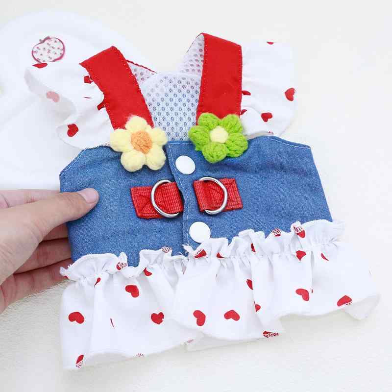 ペット ドッグ キャット 服 スカート コスチューム ユニセックス 休闲 スタイル コットン 素材 軽量 吸湿速乾 かわいい ハート 柄 デニム 風 切り替え デザイン タイディ ビション フレンチブルドッグ シュナウザー 対応 小中型犬猫 部屋着 アウ