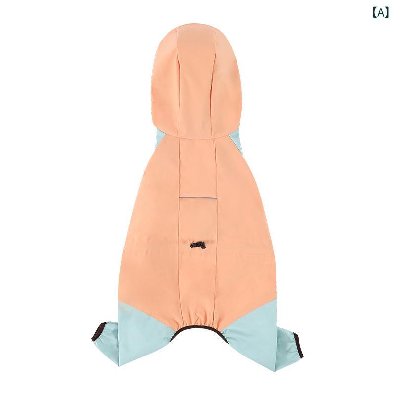 犬用 雨具 雨衣 防水 全包 脚付き 小型犬 ビションフリーゼ ヨークシャーテリア ペット 雨天 服 雨コート ポリエステル 素材 軽量 伸縮性 淡オレンジ ライトグレー ホワイト パープル ブルー ベージュ グリーン ベージュ ブルー 引っ張り対応 カ