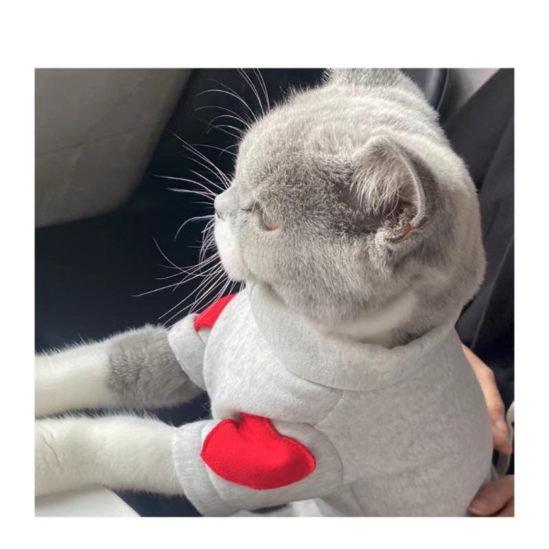 秋冬 スウェット 猫 犬 テディ ペット ボストンテリア ビションフリーゼ ヨークシャーテリア 服 服飾 ハート柄 ペット 小型犬 ユニセックス 黒 グレー 軽量 ポリエステル 素材 日常使い 暖か かわいい デザイン 秋冬 シーズン ユニセックス ペッ