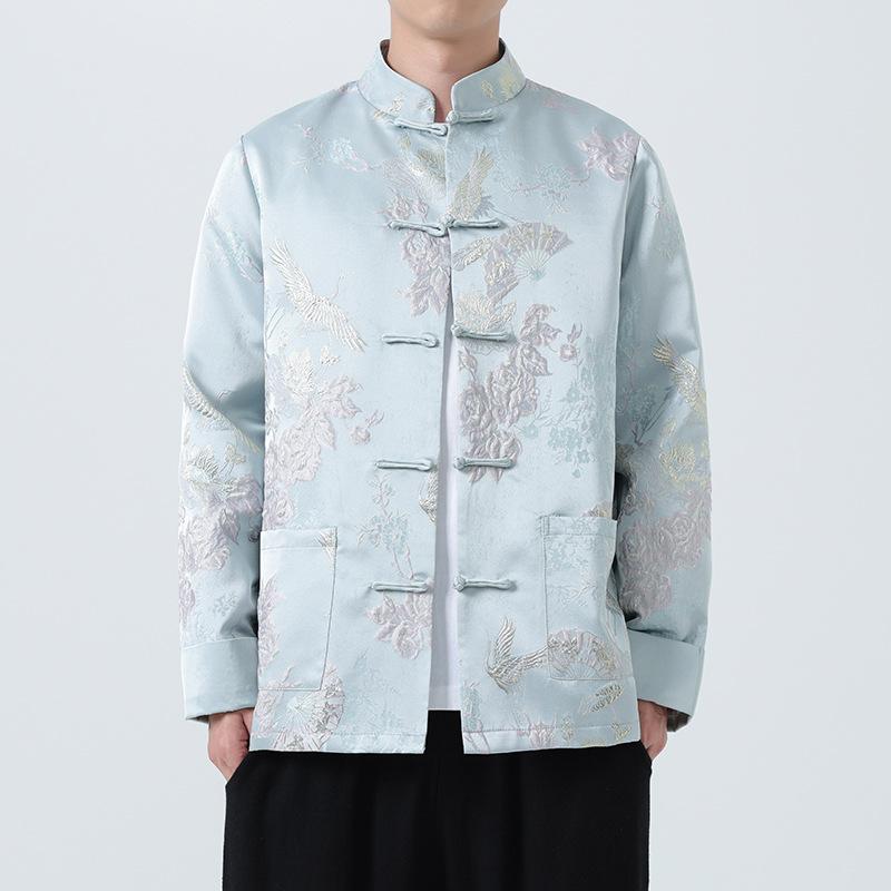Other - 秋冬 中式 ジャケット メンズ 漢服 唐装 復古 コート 灯芯绒 アクリル 素材 ビッグサイズ 米色 ブルー カラーバリエーション ゆったり シルエット 軽量 保温 機能 秋 冬 シーズン 対応 復古 スタイル トレンド ミックス レイヤード コーディネ