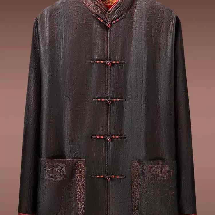 唐装 メンズ 長袖 真丝 桑蚕丝 中山装 ジャケット 中国風 高級感 復古 刺繍 提花 ブラック 春秋 ビジネス 紳士 中年 男性用 コットン 混紡 軽量 通勤 普段使い 外出着 秋冬 シルク 風合い 切り替え デザイン ゆったり フィット