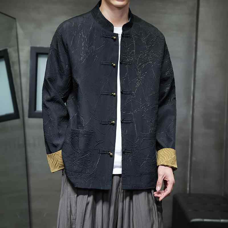 メンズ ジャケット 春季 中国風 唐装 復古 盤扣 中山装 立領 漢服 外套 ニット ナイロン 素材 80パーセント ゆったり 大きいサイズ メ..