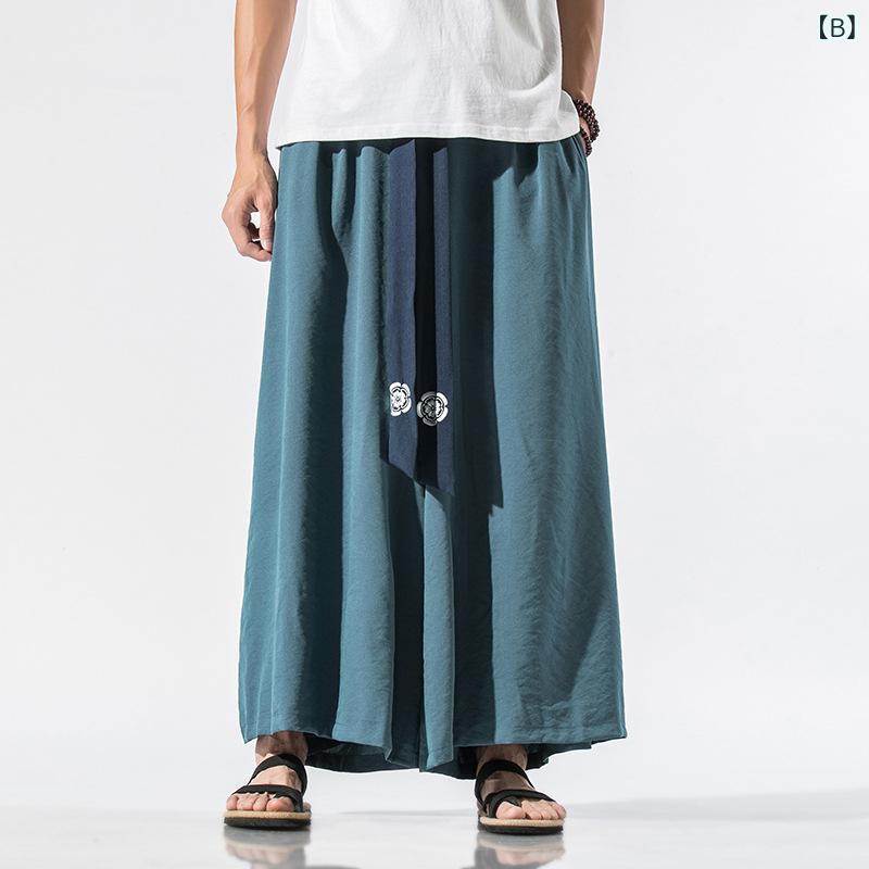 メンズ 秋冬 ハーレムパンツ コットン リネン 混紡 素材 ゆったり 大きいサイズ 切り替え デザイン 黒 色 コットン リネン 混紡 生地 軽量 通気性 良い ゆったり シルエット 普段使い 対応 復古 スタイル コットン リネン 混紡 素材 ゆったり