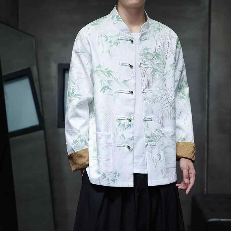 秋冬 メンズ コート 唐装風 中山装 復古 盤扣 ジャケット 大きいサイズ トレンド ゆったり シルク調 伸縮性 切り替え デザイン 白 黒 秋 冬 シルクサテン ポリウレタン 混紡 ゆったりフィット ボタン 装飾 プリーツ加工 チャイナスタイル ゆった
