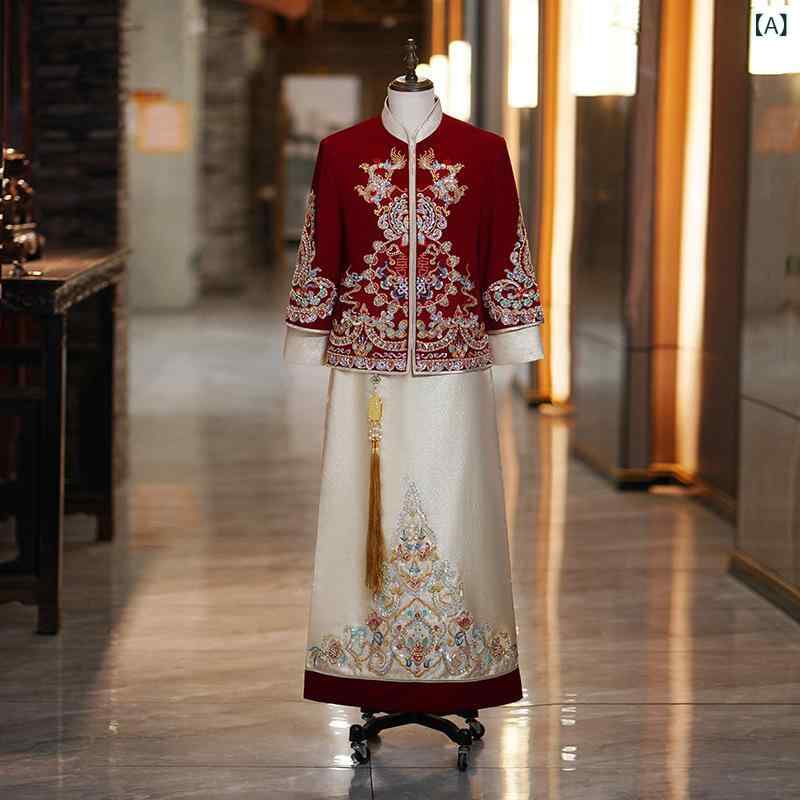 新郎衣装 男性用 中華風 結婚礼服 漢服 唐装 龍鳳褂 青年向け ポリエステル繊維 印花デザイン 針織加工 四季対応 婚礼用 スタンダードフィット フォーマルウェア 伝統衣装 モダンスタイル
