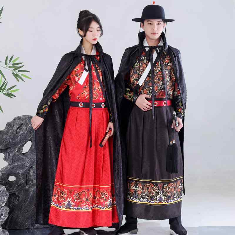 明制漢服 飛魚服 錦衣衛 刺繍春刀 蟒袍 武侠古装 中式衣装 男性用 コットン混紡 醋酸繊維 ポリエステル 印花デザイン ダンス用 青少年向け 棕黒 朱紅 宝藍 中国風 通年 軽量 伸縮性 伝統柄 カジュアルスタイル