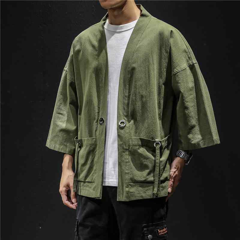 メンズ 開襟シャツ トップス 中国風 漢服 風 コットン混紡 麻混紡 長袖 夏用 軽量 通気性 吸湿速乾 ゆったりシルエット ビッグサイズ 腰部ドローストリング 切り替えデザイン ブラック ワインレッド アーミーグリーン ネイビー グレー系 カジュアル