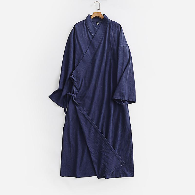 道袍 男性用 道士服 太極 武術服 ロング丈 ゆったりシルエット 斜め襟 綿混紡 接触冷感 吸湿速乾 軽量 通勤用 日常使い 中国風 ゆった..