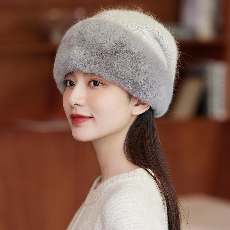 ニット帽 ウール風 女性用 秋冬 暖か 防風 耳当て付き かわいい 甘め 韓国風 丸頂 ...