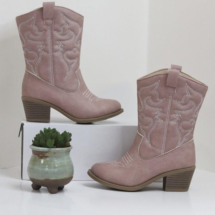 女児 ミッドカーフ ブーツ 女の子 中学生 低学年 高学年 秋冬 騎士靴 牛仔風 ウエスタン スタイル ヨーロピアン ファッション フリンジ 装飾 ロータス カラー ラバソール 軽量 柔軟 伸縮性 PU インソール ユニセックス 風 日常 使い 学校 遊