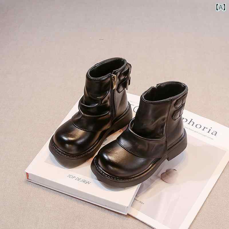 キッズ 女の子 靴 秋冬 厚底 ブーツ ブラウン 漆皮 耐磨 金属 側面ジッパー サイドジップ 中筒 靴下 靴子 シューズ 子供靴 女児靴 暖か 伸縮性 軽量 普段使い 通学用 アウトドア 室内履き シンプル スタイリッシュ かわいい 耐久性 滑り止め