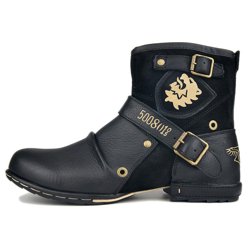 メンズ ブーツ 男性用 ハイカット 真牛革 丸頭 防水 透気 保暖 低クッション 秋冬 サイドジップ 革 切り替え ステッチ ナイトレザー 騎士靴 丸型 ラバーソール ピッグスキン内張り 黒 ダークブラウン 秋用 暖か 耐水 通気性 軽量 普段使い アウ