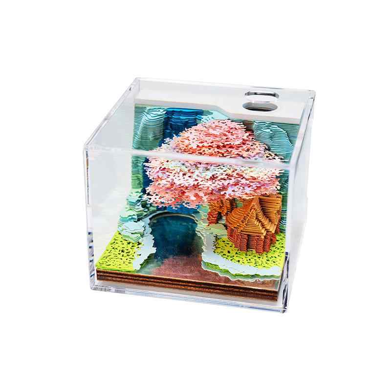 メモ帳 花果山樹屋 3D立体 建築模型 かわいい 置物 便箋 紙製 デスクトップ インテリア ギフト セット 218枚 ユニーク デザイン 紙ブロック 積み木風 デコレーション ラッキーアイテム 誕生日プレゼント 日常使い 軽量 再生紙 カラフル イラス